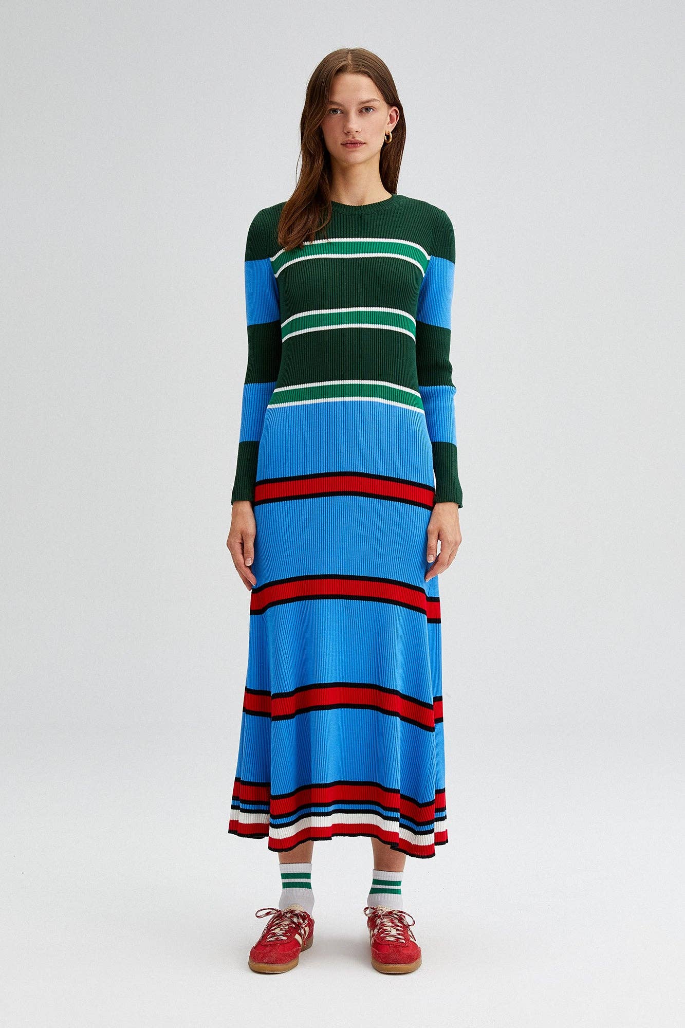MULTICOLORED STRIPED KNIT DRESS