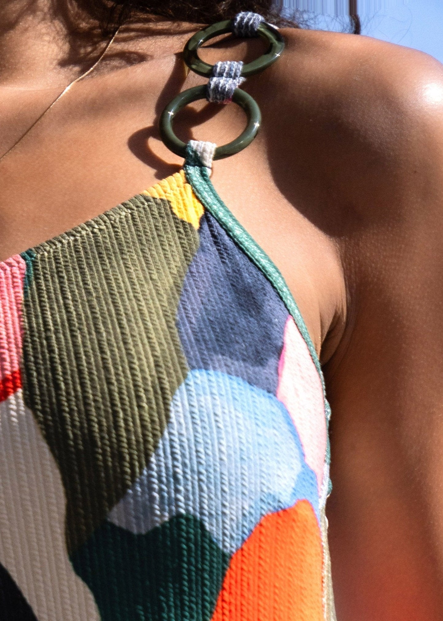 Kara One Piece In Carta Colorblock Texture