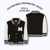 Personalized Kids Sweatshirt Varsity Jacket BLACK/WHITE