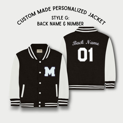 Personalized Kids Sweatshirt Varsity Jacket BLACK/WHITE