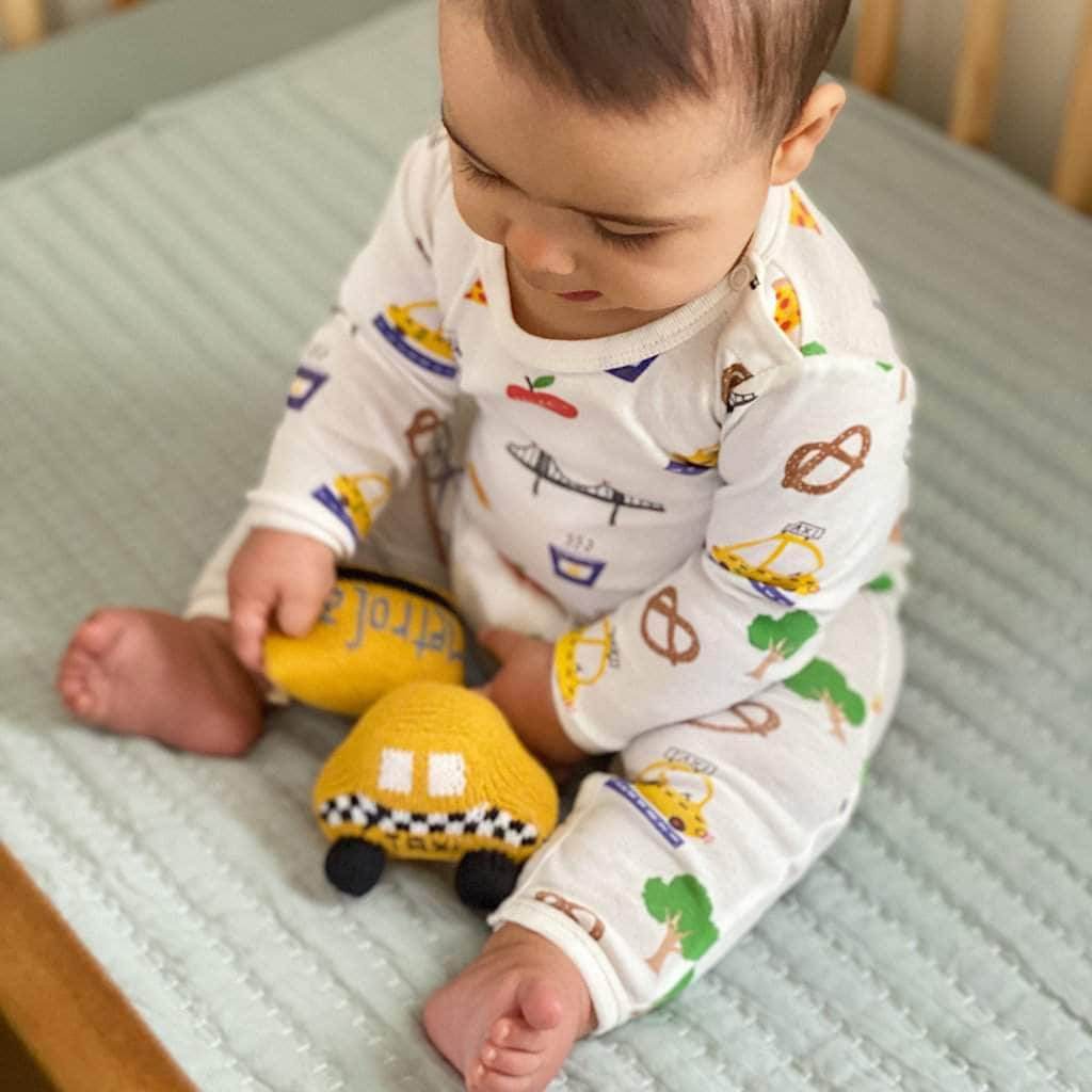 Organic Baby Taxi Toy Gift Set - MetroCard & Taxi Rattles