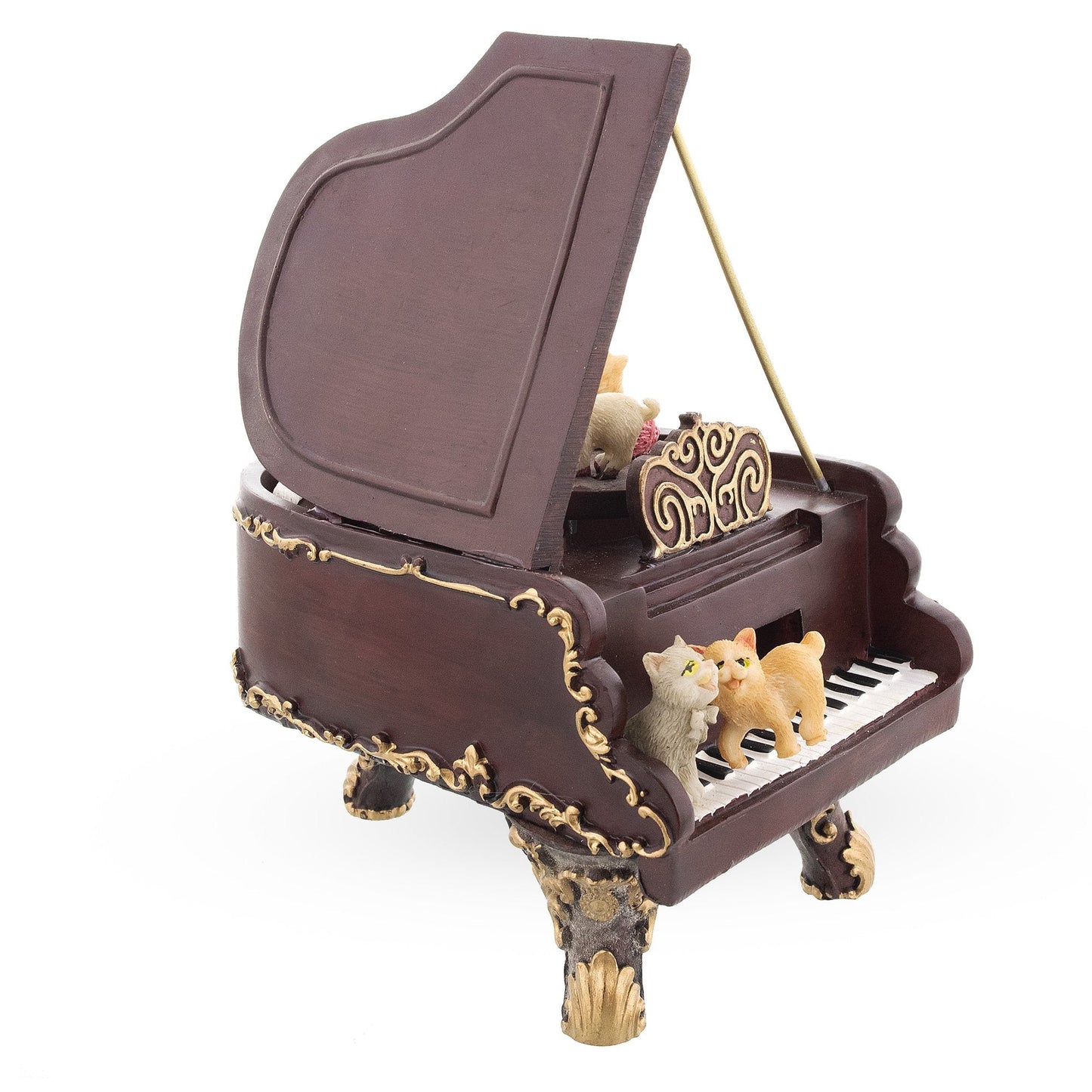 Purrfect Piano Serenade: Animated Musical Figurine with Cats Playing
