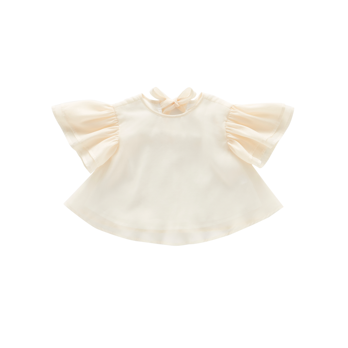 Organza Layered Flared Top - Cream