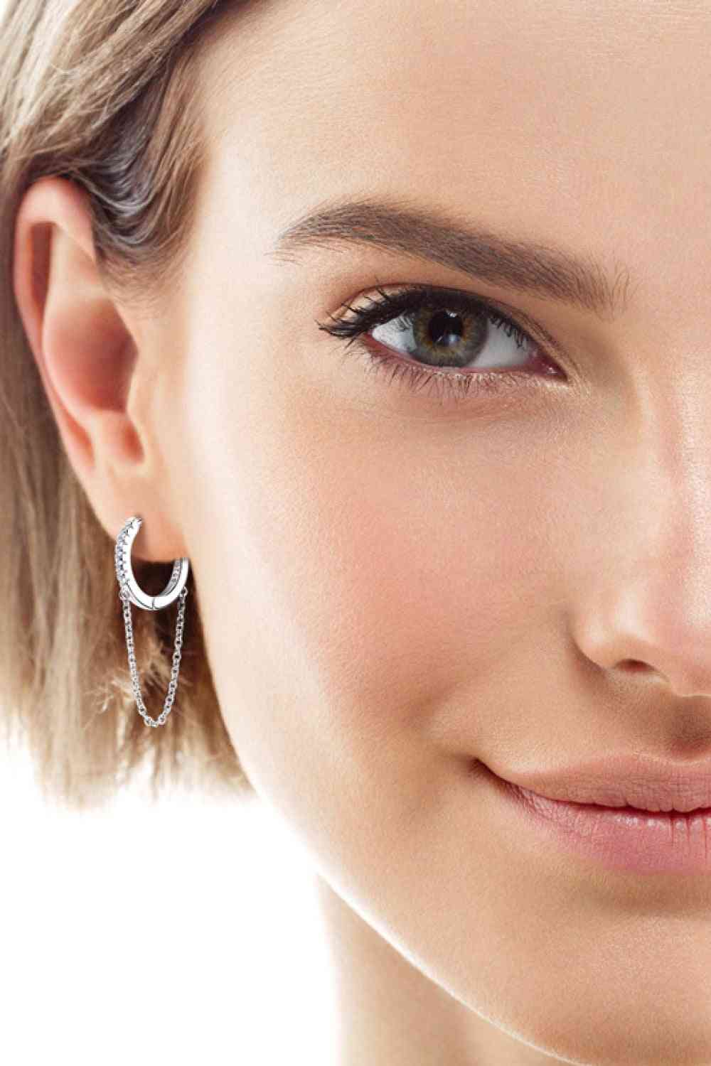 Huggie Earrings with Chain