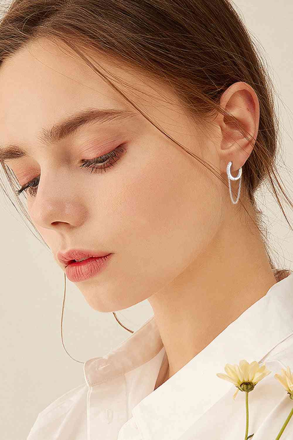 Huggie Earrings with Chain