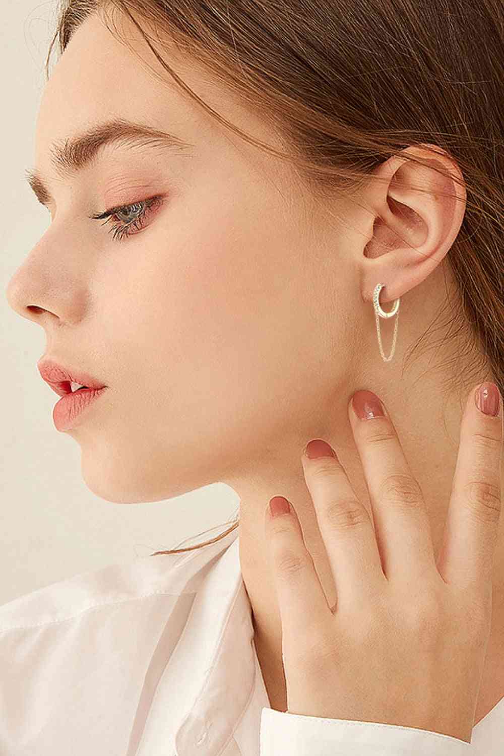 Huggie Earrings with Chain