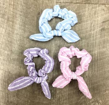 Pastel Seersucker Bowtie Scrunchie