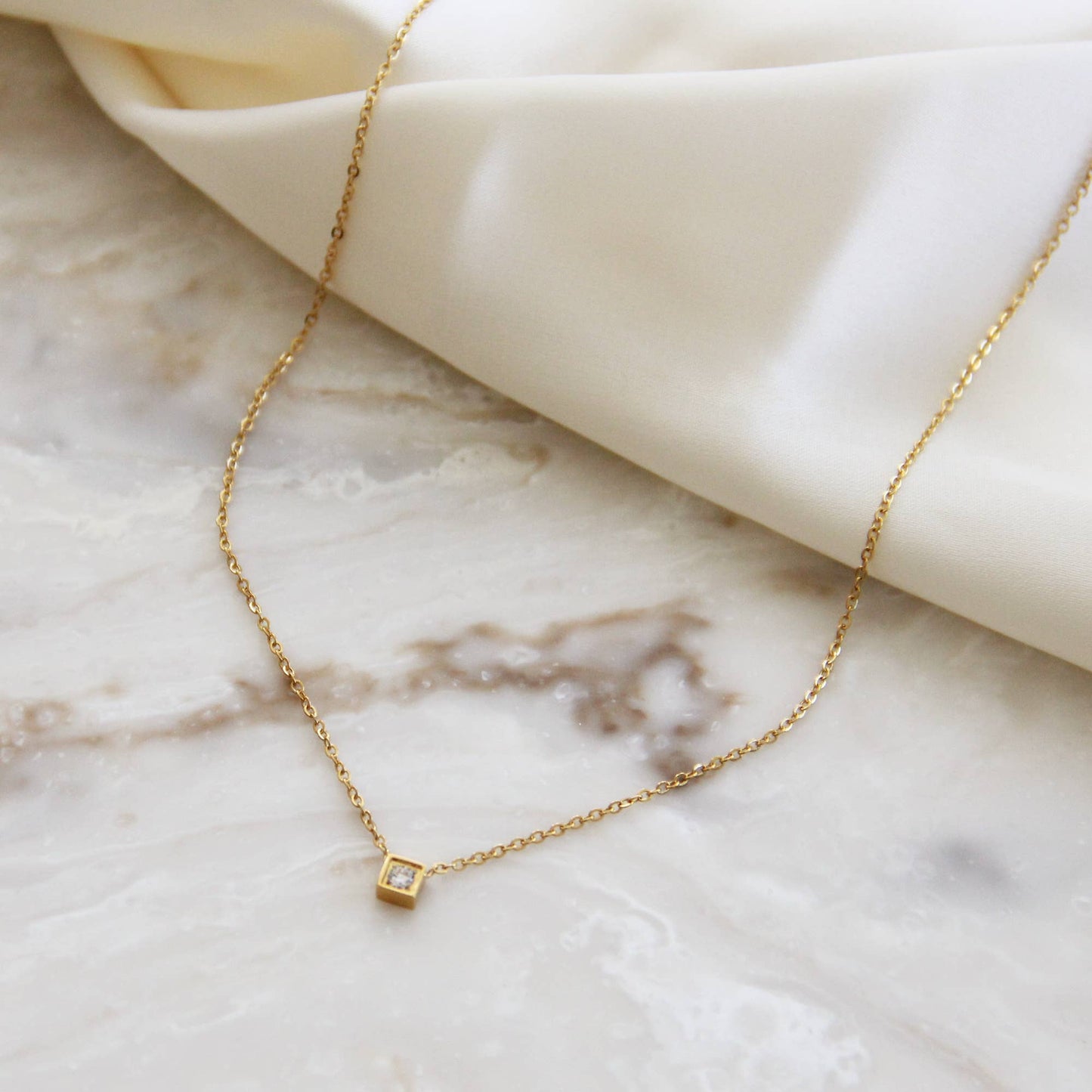 Square with Stone Necklace