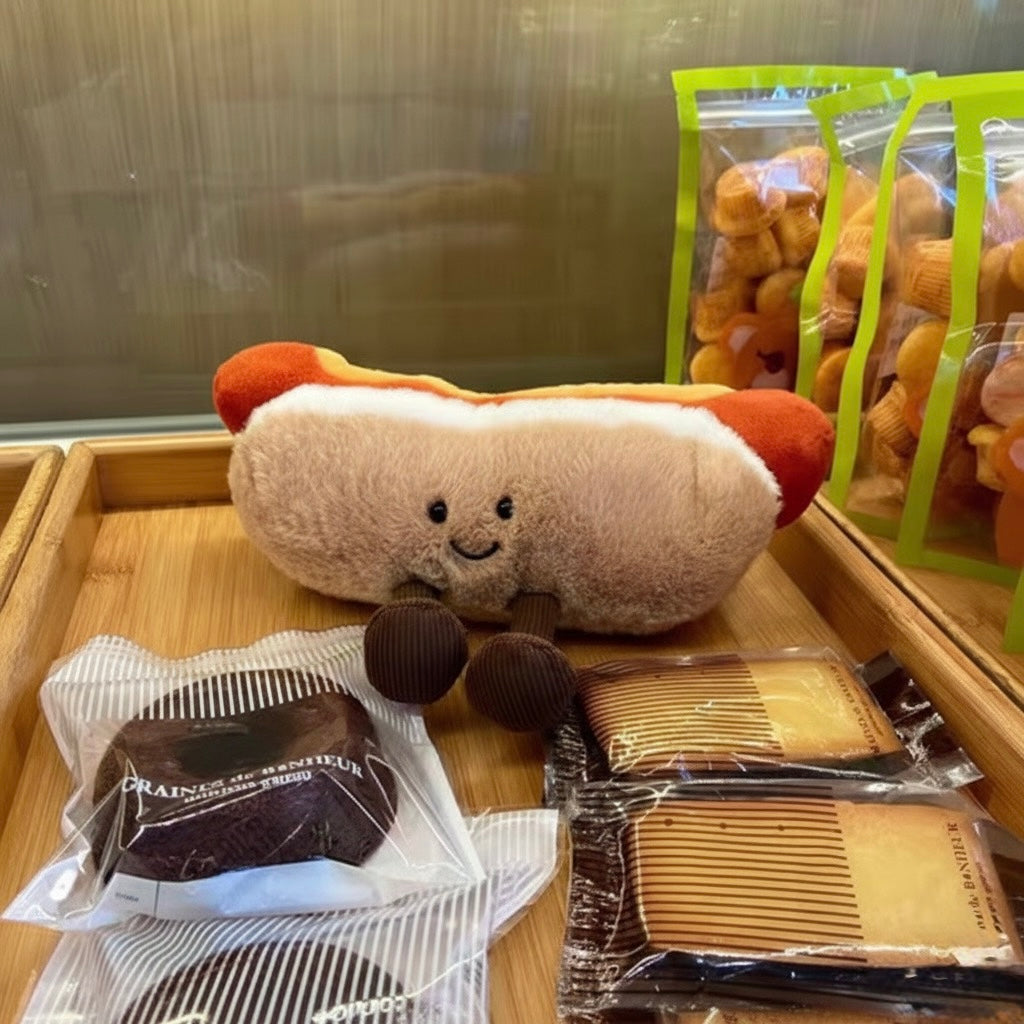 Hot Dog Plush Toy with Cute Dangly Feet  – Kawaii Soft Toy for Kids & Adults