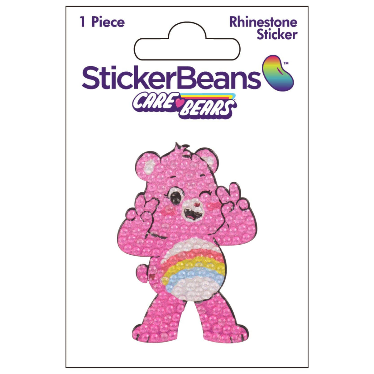 Cheer Bear Care Bears Rhinestone Sticker 2" Cut to Shape