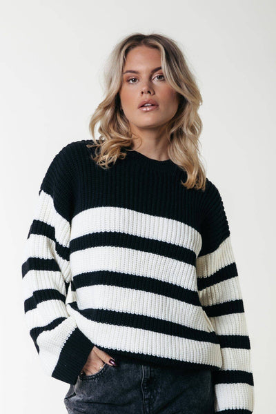 Alba Stripe Knit | Black/white