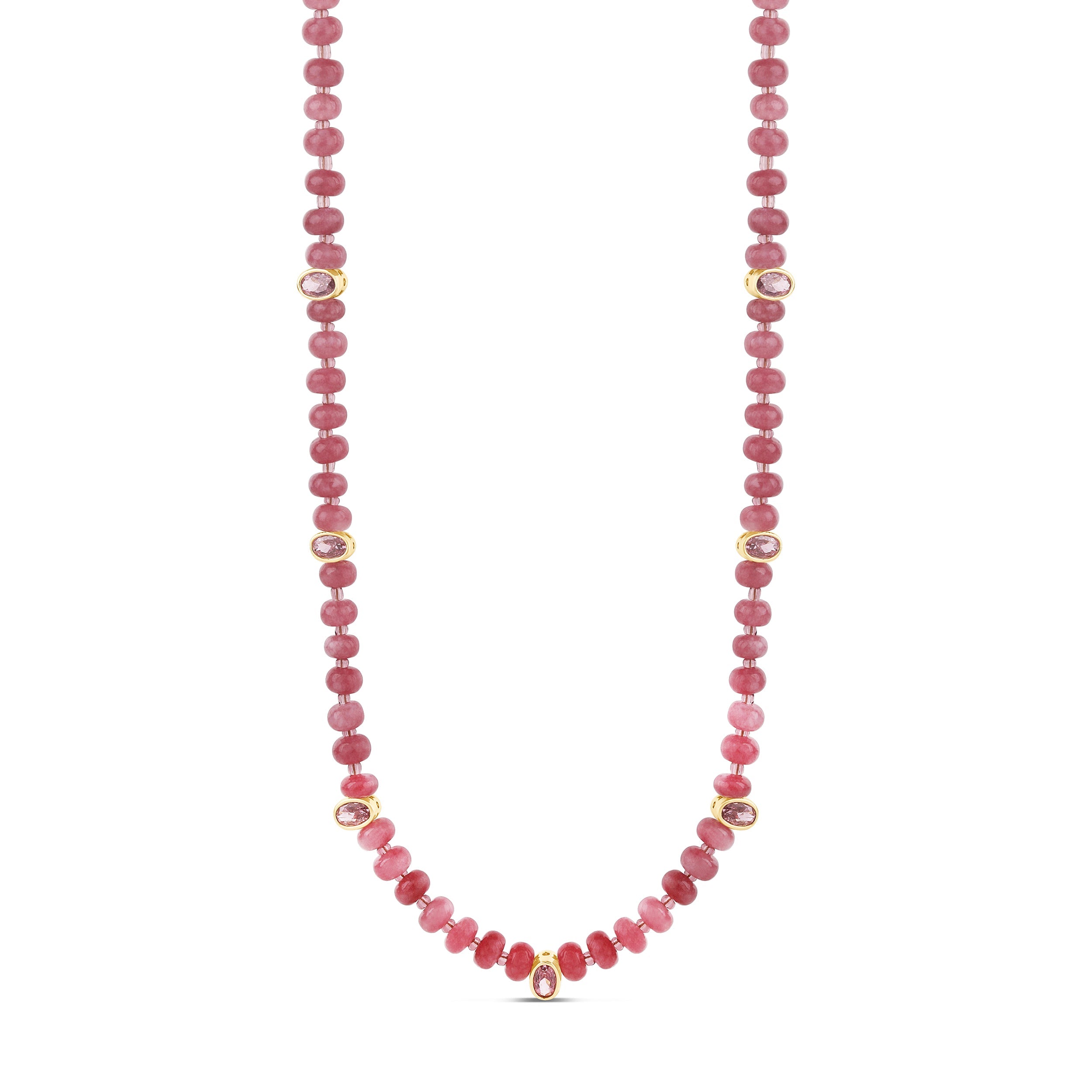 Pink Tourmaline Necklace with Faceted Gem Accents