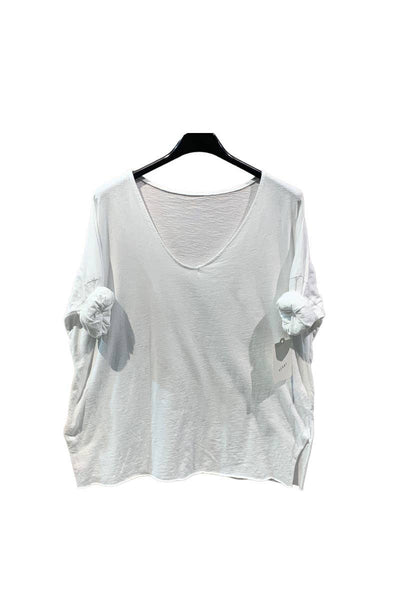 Plain cotton long sleeve top White