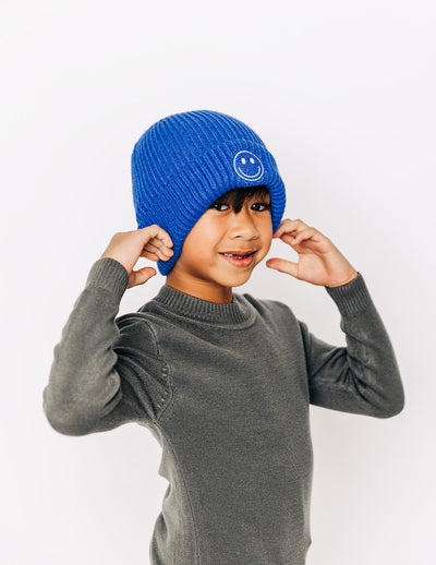 Cobalt Smiley Beanie