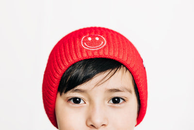 Candy Apple Smiley Beanie