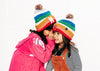 Bright Stripe Smiley Pom Pom Hat