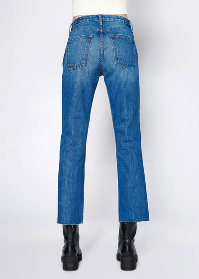 Farrah Mid Rise Kick Flare Jeans - Cut-Off Hem