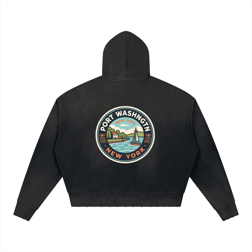 Unisex Sunfade Port Washington Boxy Hoodie