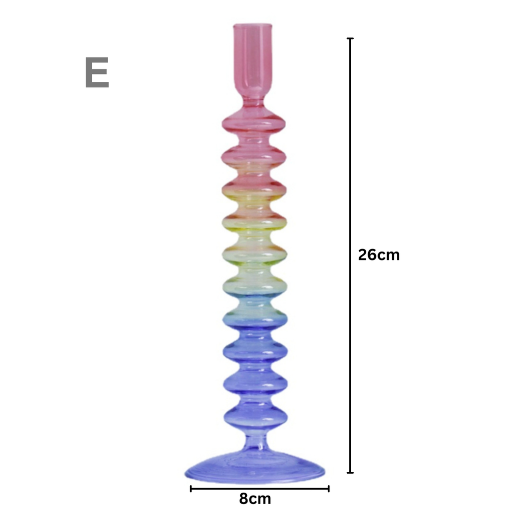 Three Colors Glass Candlestick Holder
