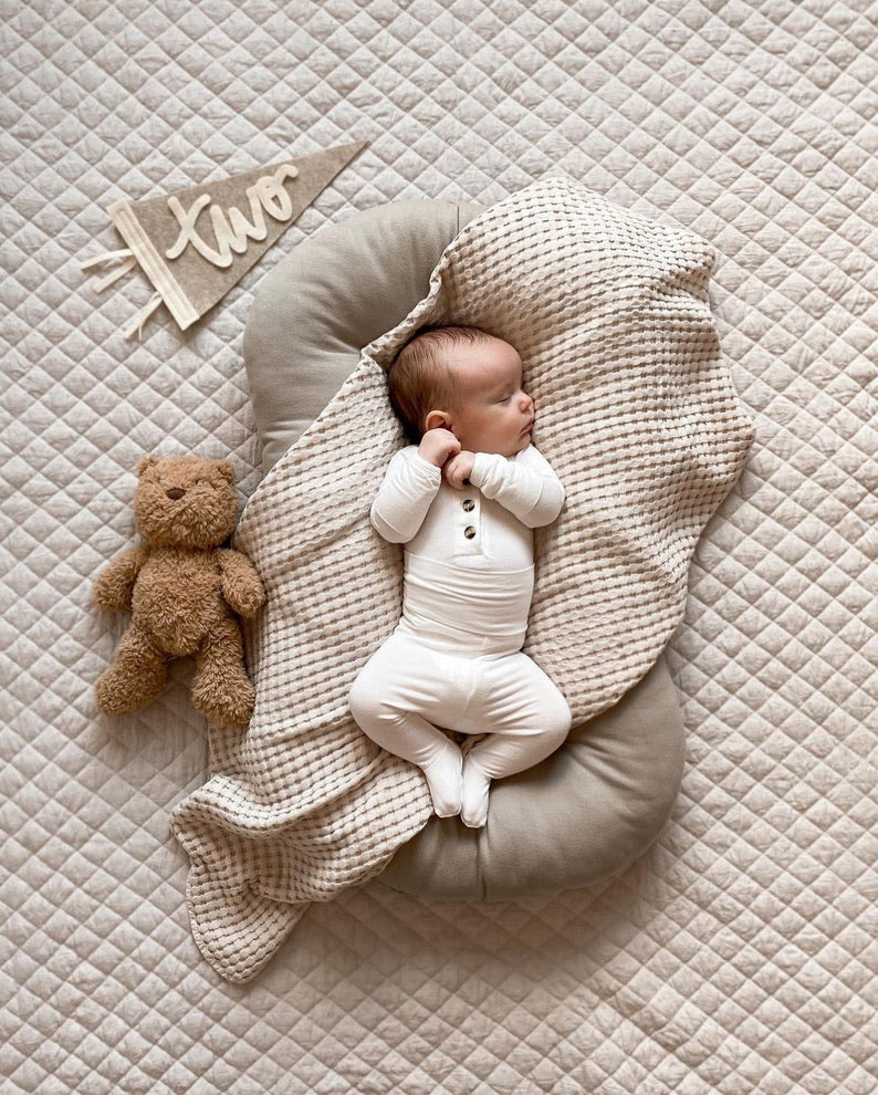 Monthly Milestone Pennant // beige with cream, cursive numbers