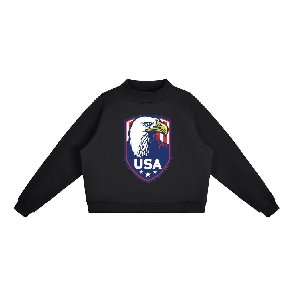 Essential Fleece Mock-Neck Crew Sweatshirt