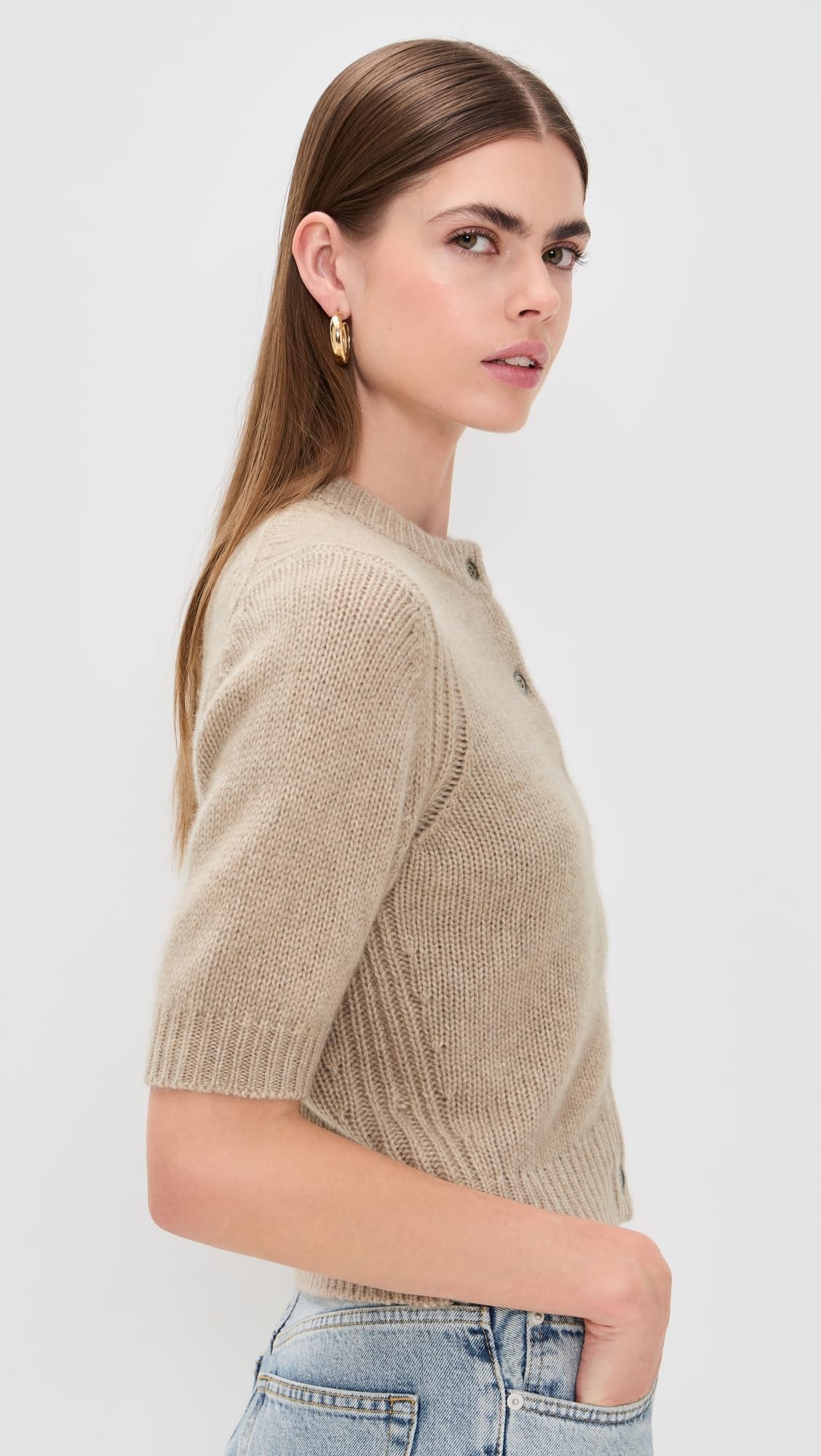 White & Warren Women's Cashmere Elbow Sleeve Cardigan