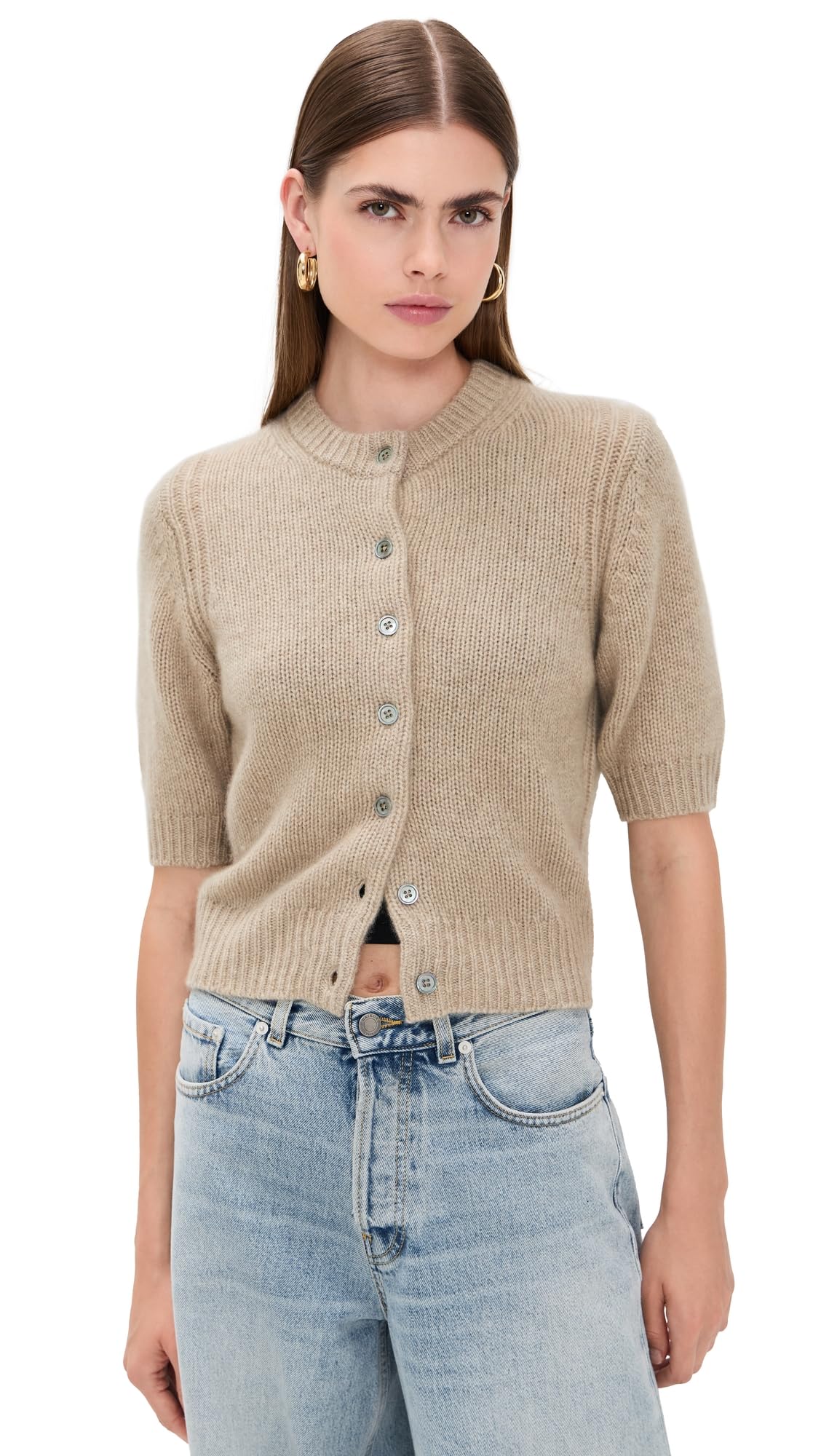 White & Warren Women's Cashmere Elbow Sleeve Cardigan