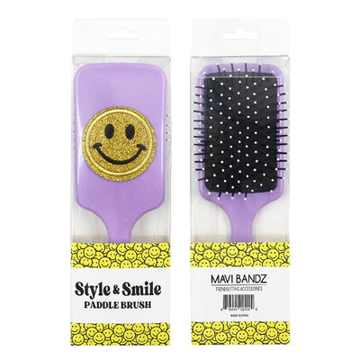 Varsity Glitter Smiley Face Large Bright Paddle Hair Brush