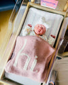 hi. Hand Knit Blanket Rosy Pink