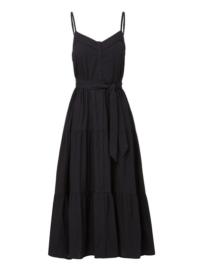 Addyson Dress In Black Cotton Slub