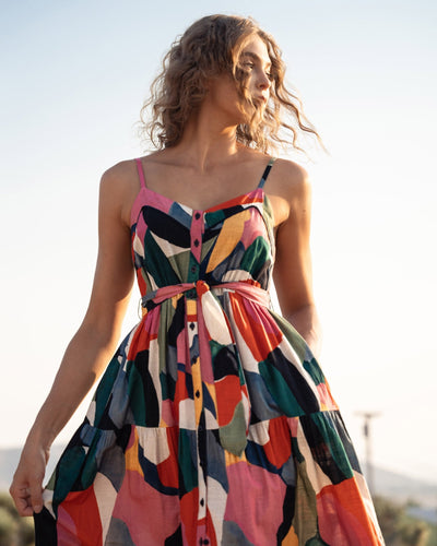 Addyson Dress In Carta Colorblock