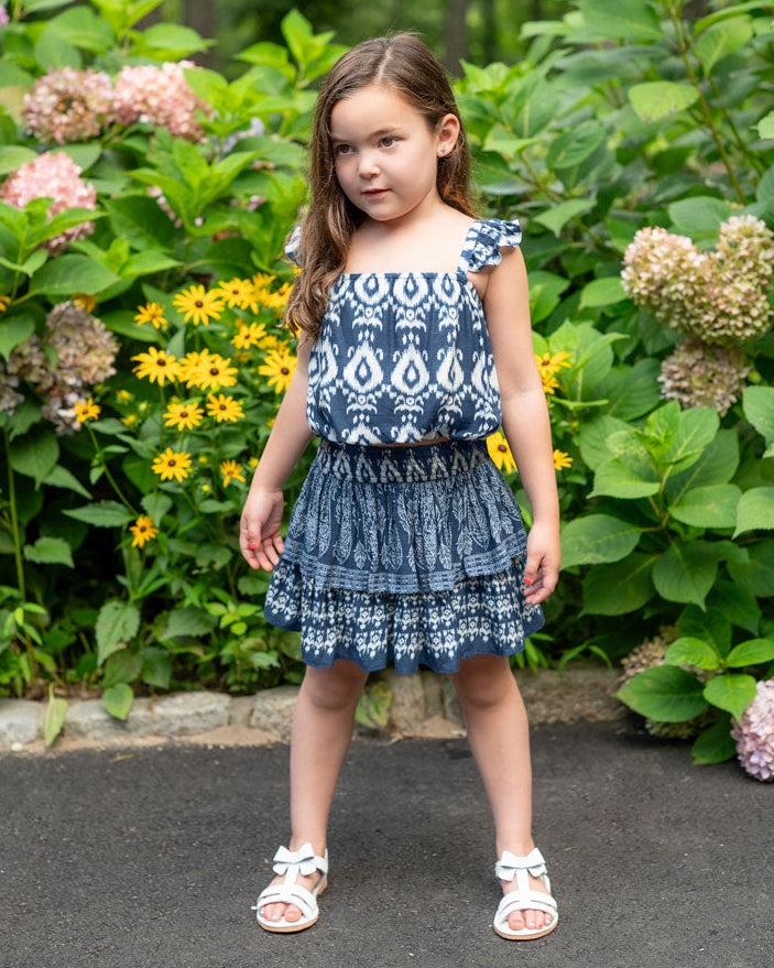 Girls Bryn Skirt Set In Tivara Ikat