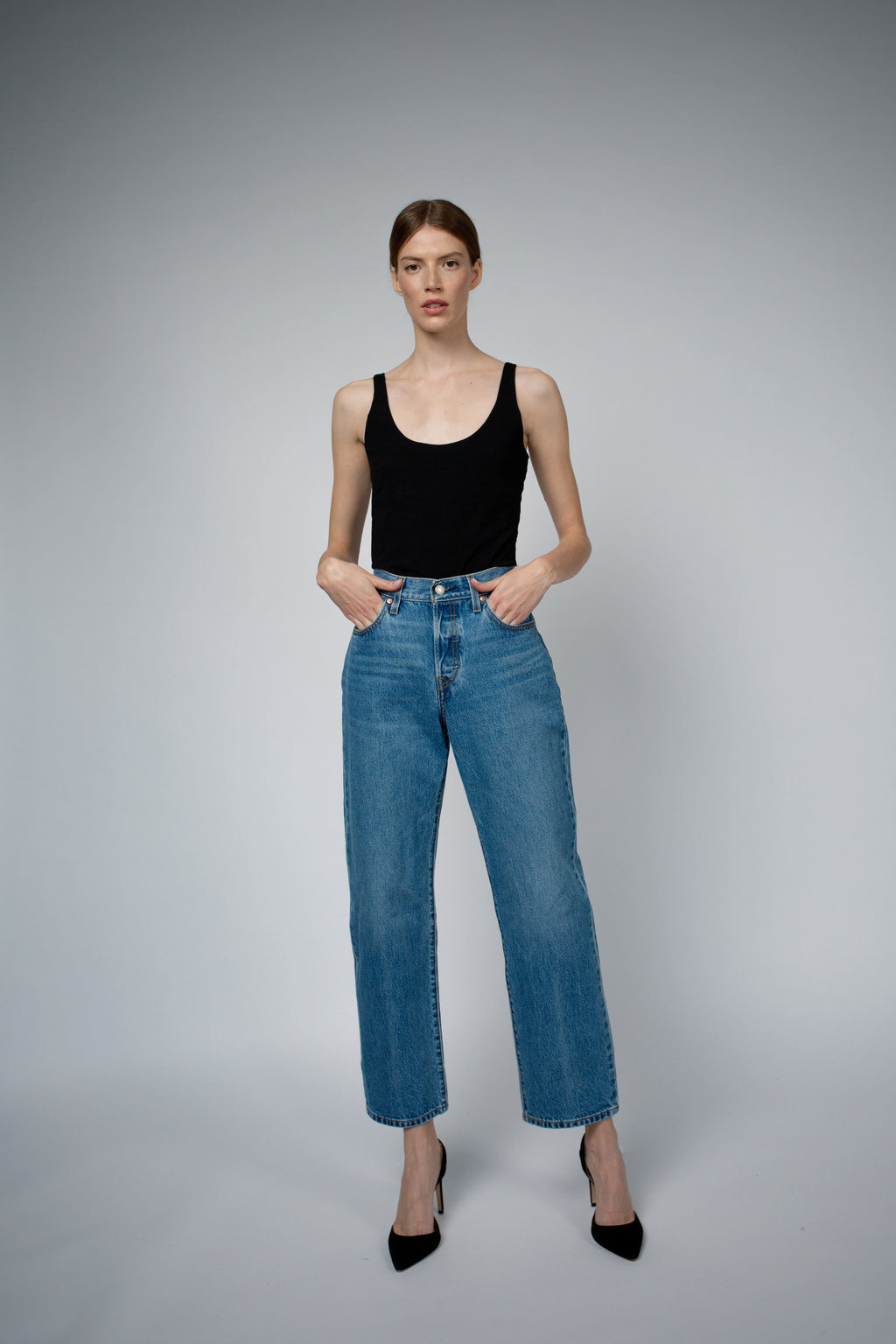 AVA ORGANIC COTTON BRA TANK TOP IN BLACK