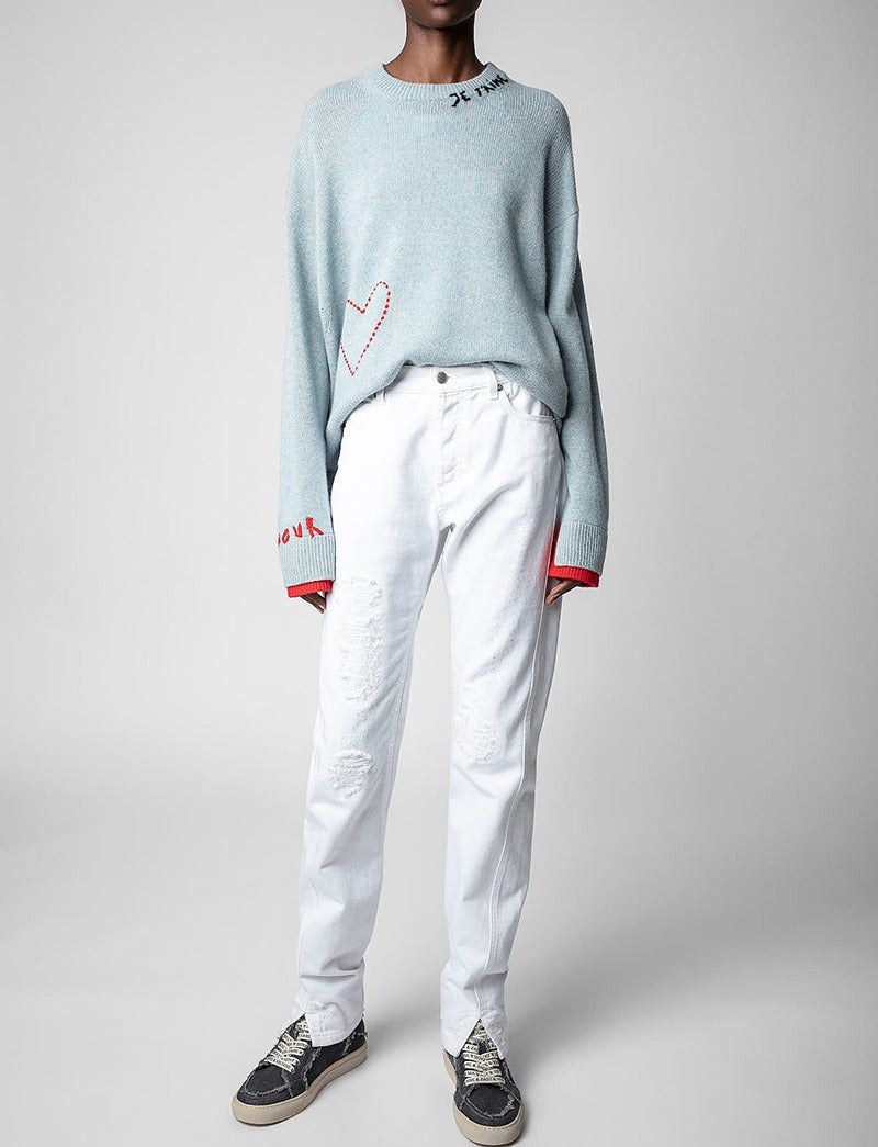 Letter Love Embroidered Embroidered Handmade Hooked Cashmere Knitted Sweater Female