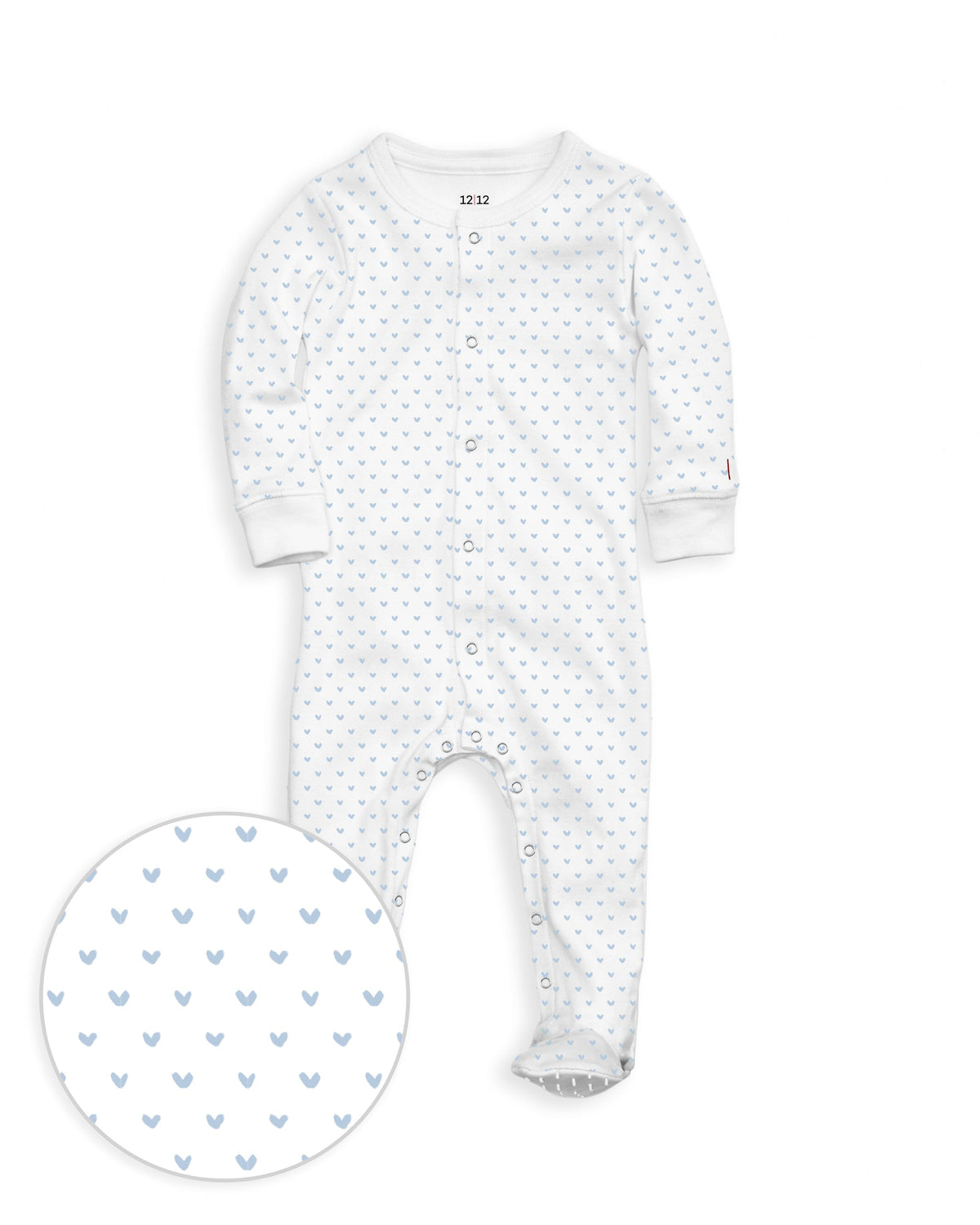 The Organic Snap Footie [Blue Tiny Hearts]