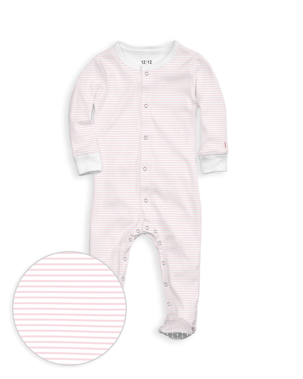 The Organic Snap Footie [Pink Stripe]