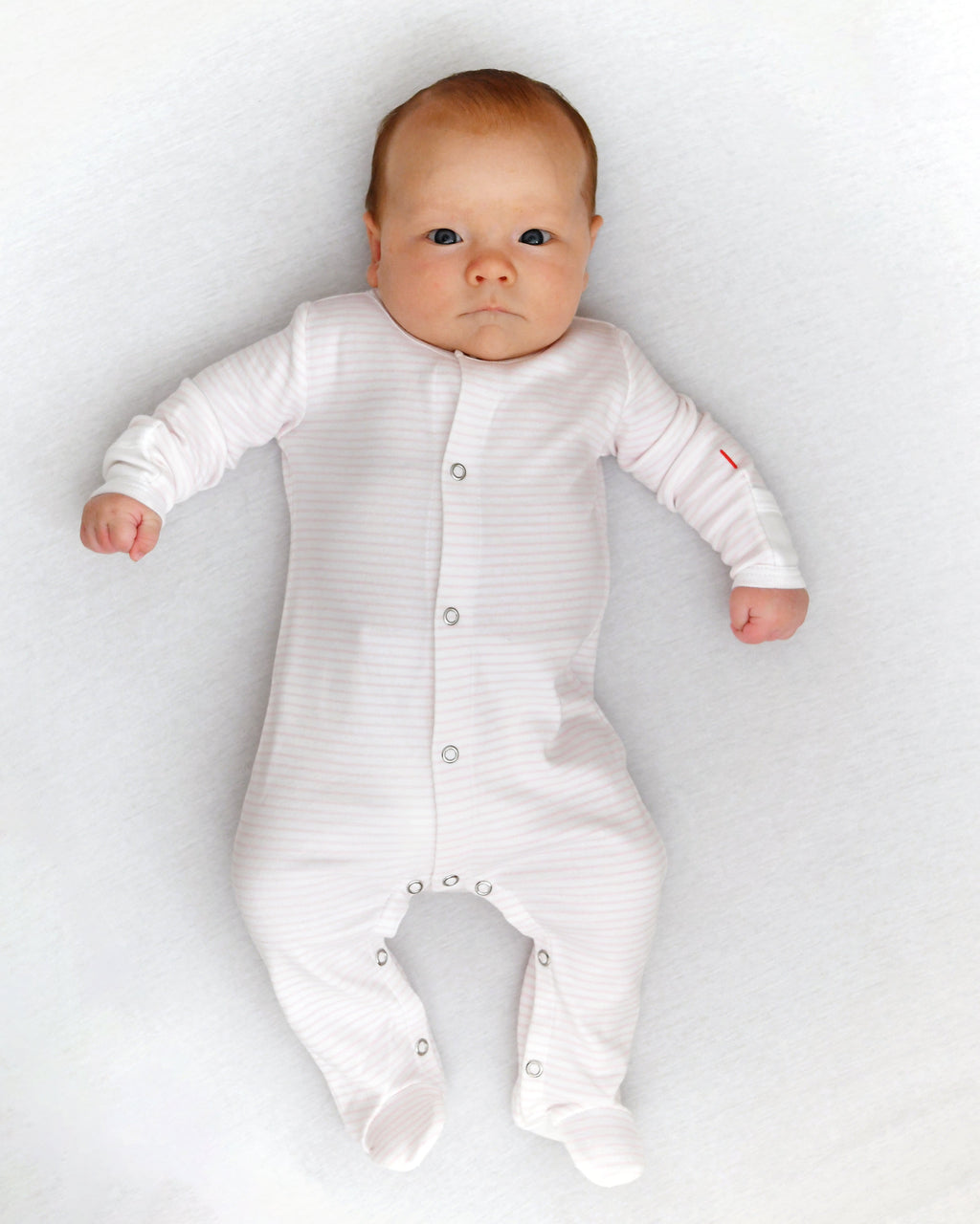 The Organic Snap Footie [Pink Stripe]