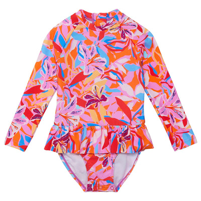 Blooming Sunset Sustainable LS Skirt Surf Suit