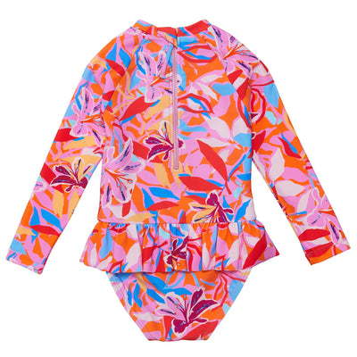 Blooming Sunset Sustainable LS Skirt Surf Suit