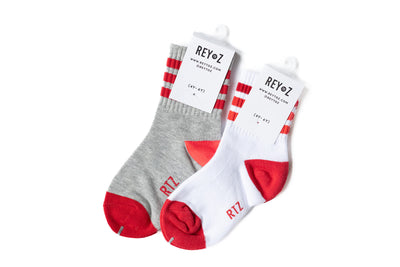 Heather Grey & Red Stripe Socks