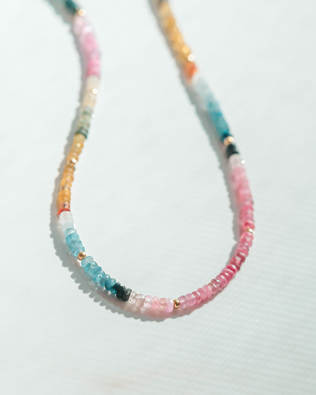 Rainbow Sapphire Gemstone Necklace- Moon Cycle