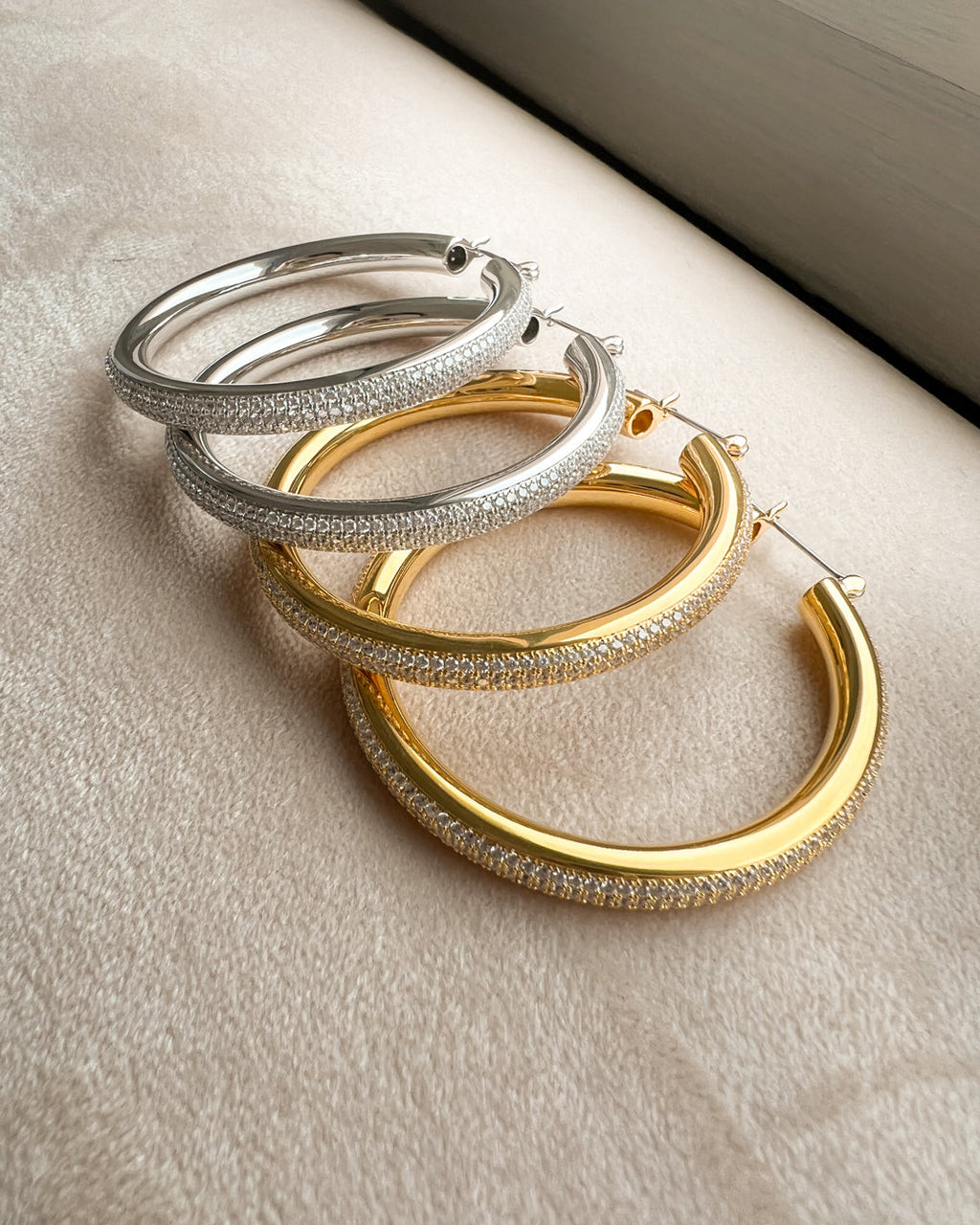 Pave Stripe Amalfi Hoops- Gold