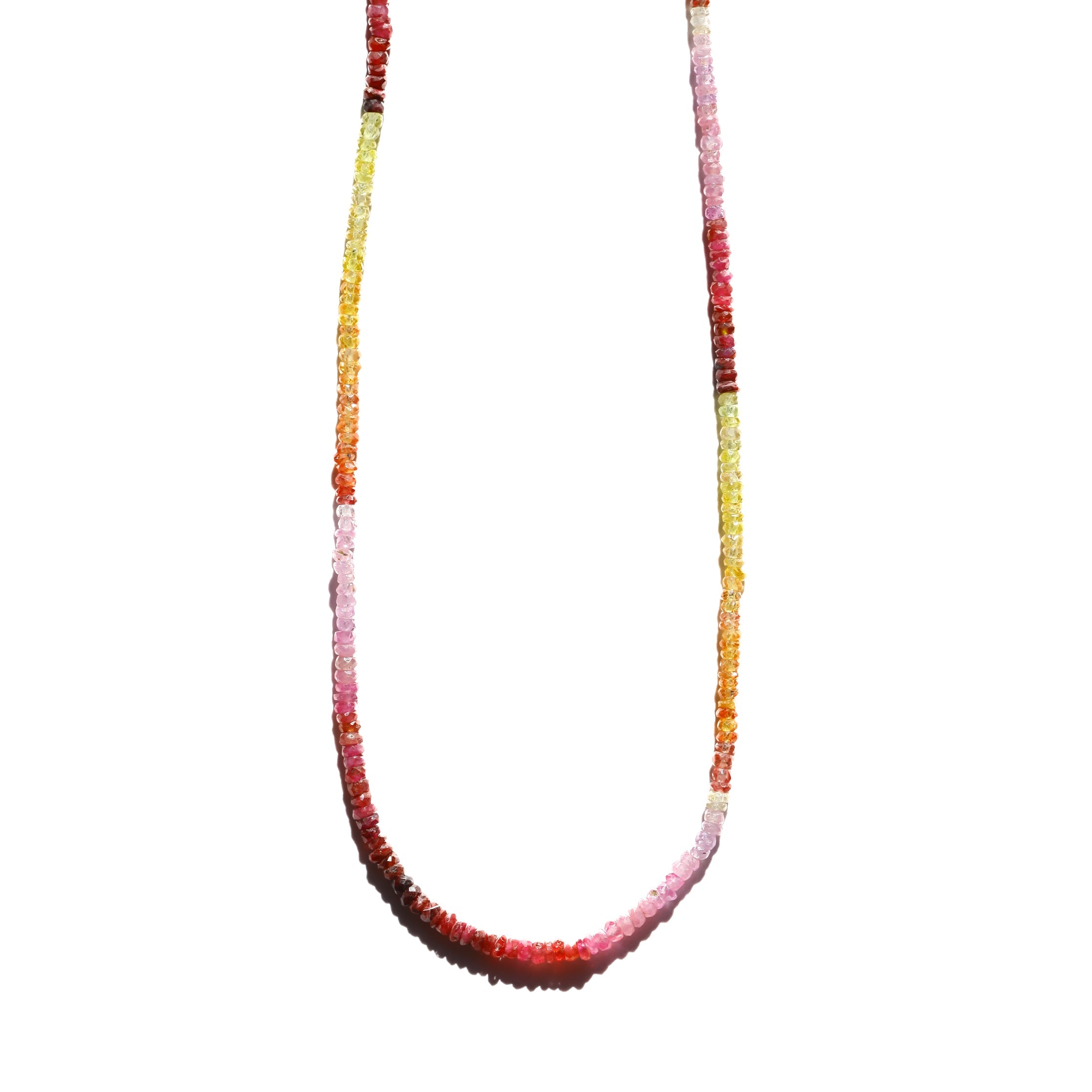 Yellow and Pink Sapphire Gemstone Beaded Necklace