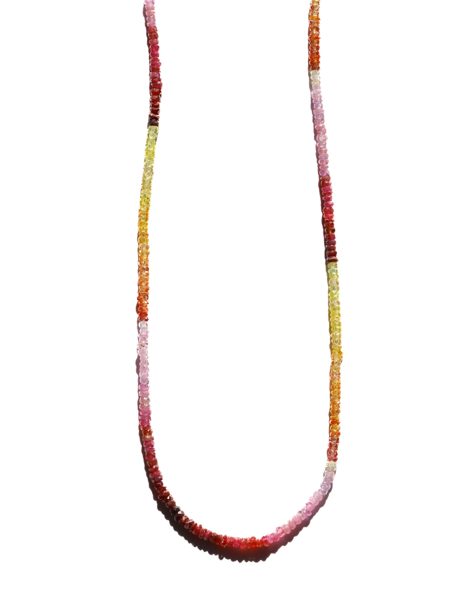 Yellow and Pink Sapphire Gemstone Beaded Necklace