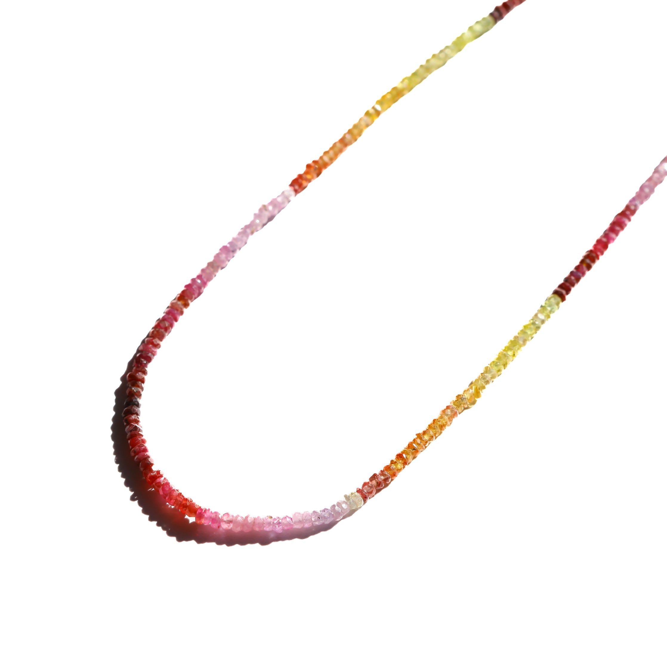 Yellow and Pink Sapphire Gemstone Beaded Necklace