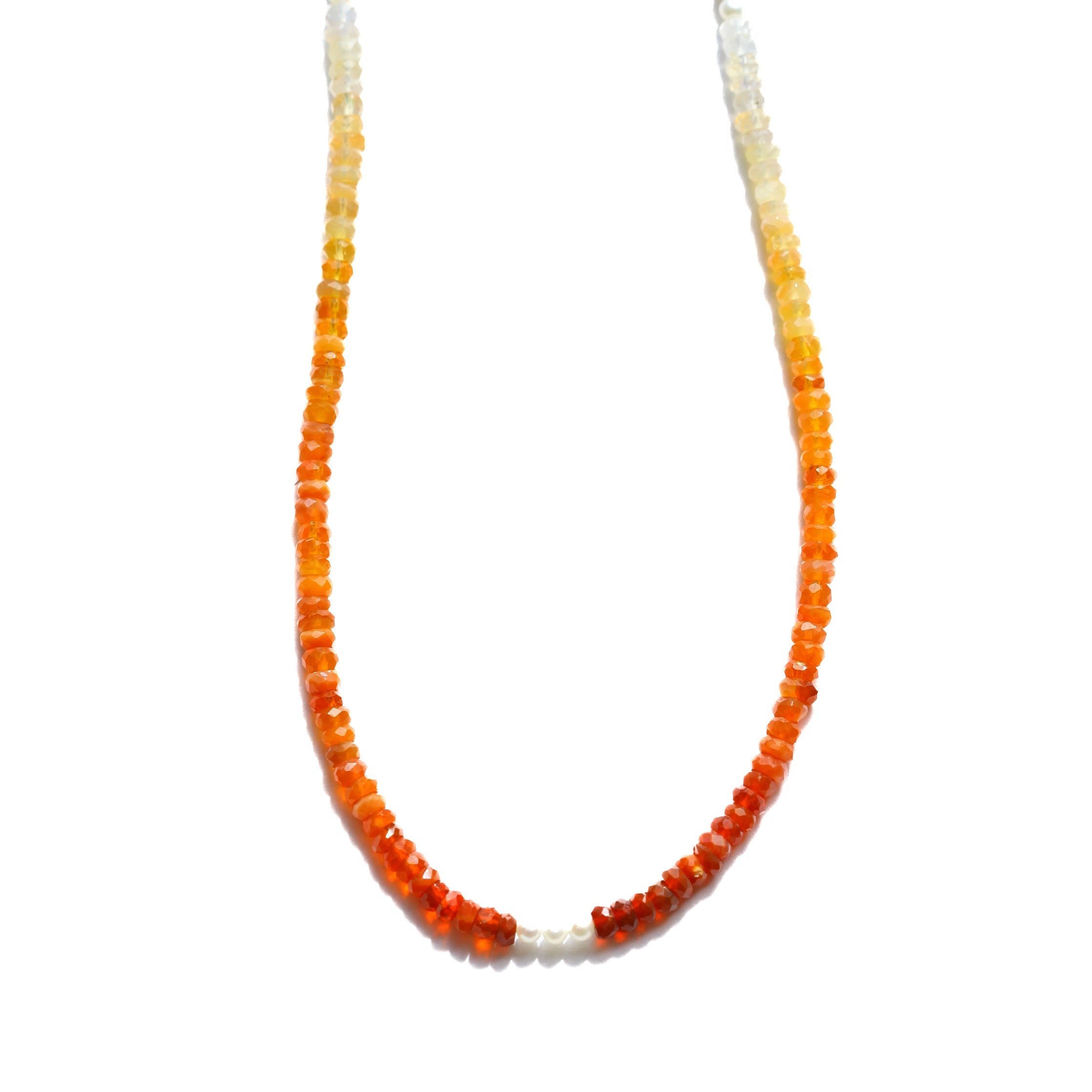 Mexican Fire Opal and Pearl Beaded Necklace- Moon Cycle