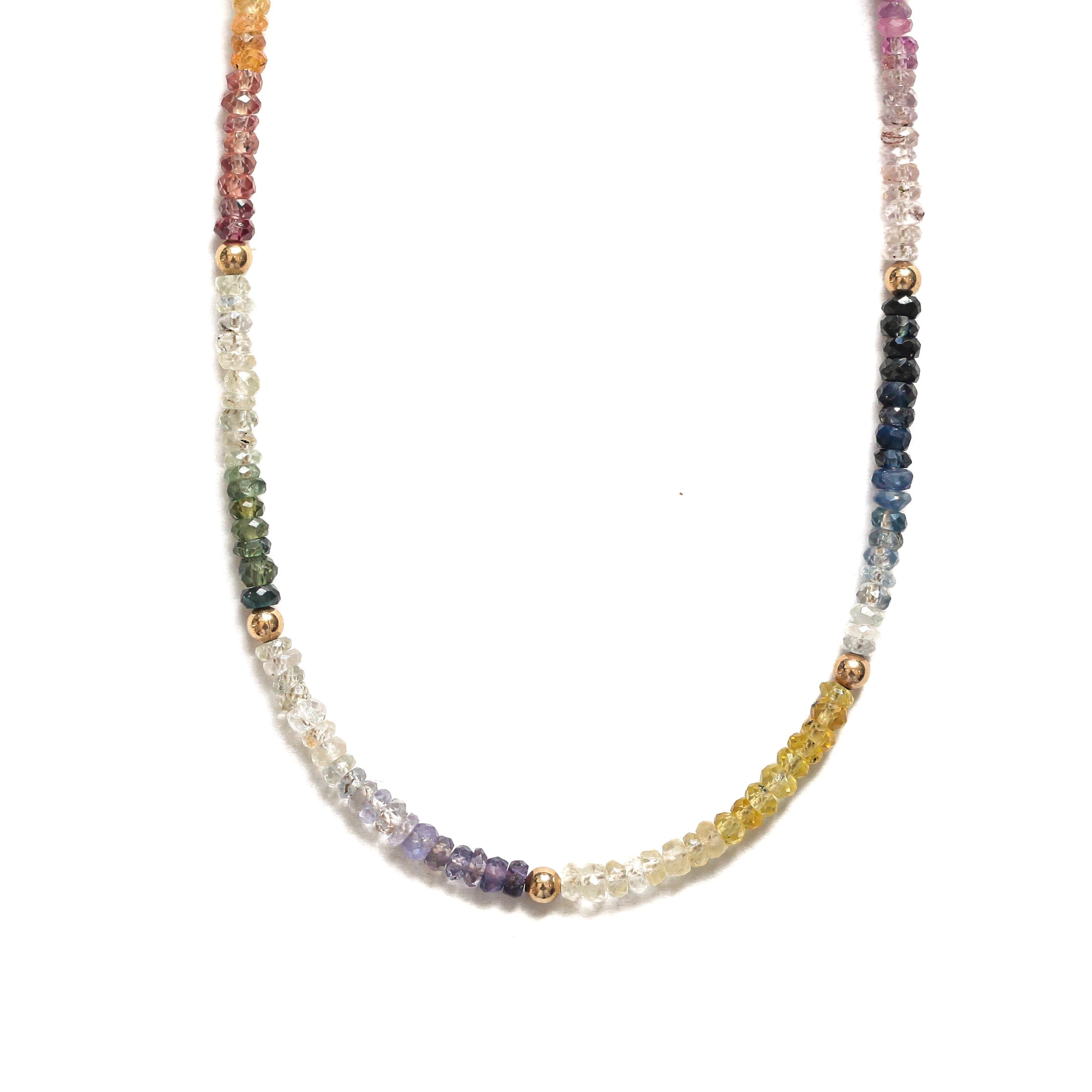 Rainbow Sapphire Gemstone Necklace- Moon Cycle