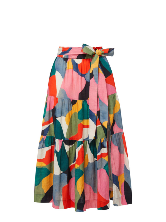 Jenni Skirt In Carta Colorblock