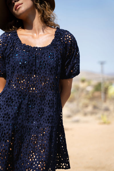 Kelly Dress Navy Seaside Eyelet