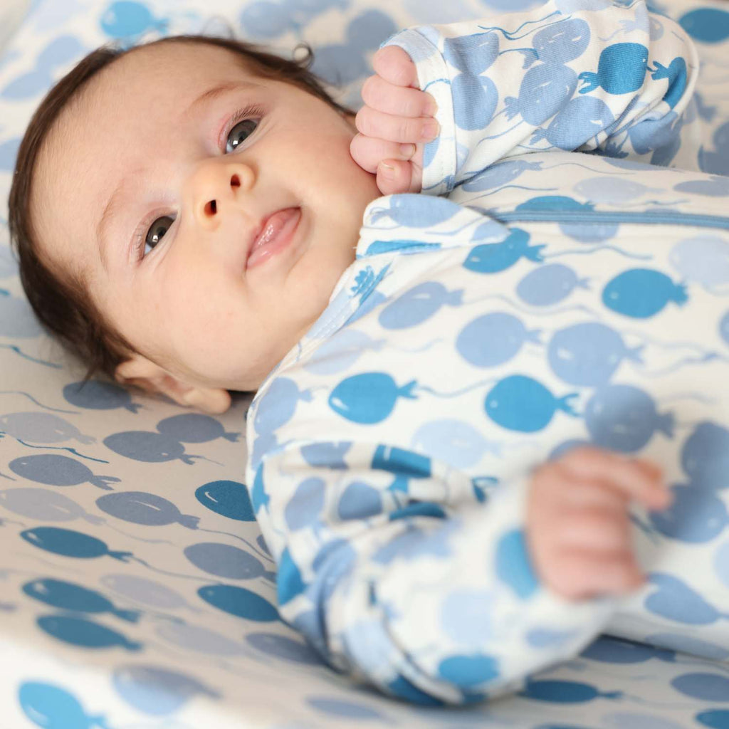 Organic Footie - Blue Balloons